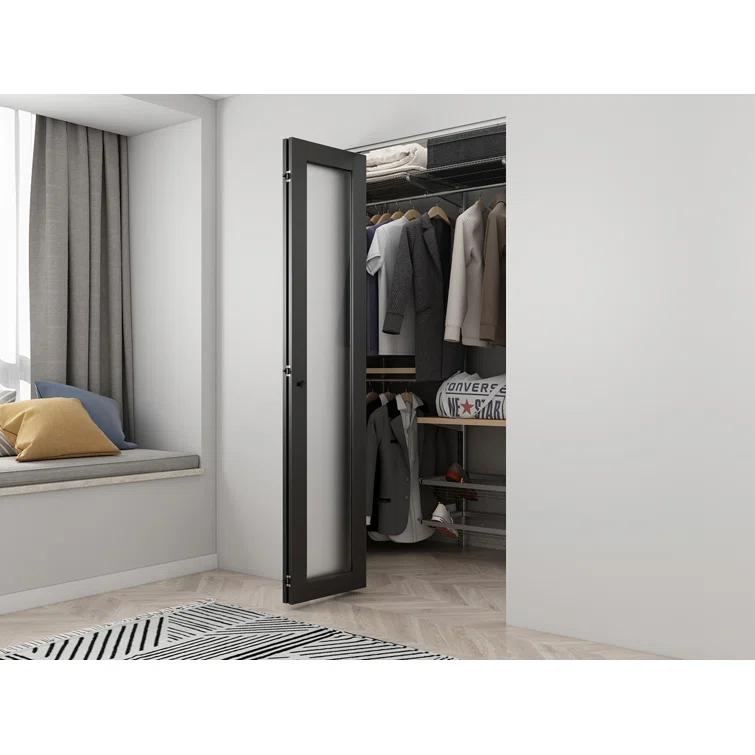 Calhome Full Lite Frosted Glass MDF Bi-Fold Door with Hardware Kit and Door Handle