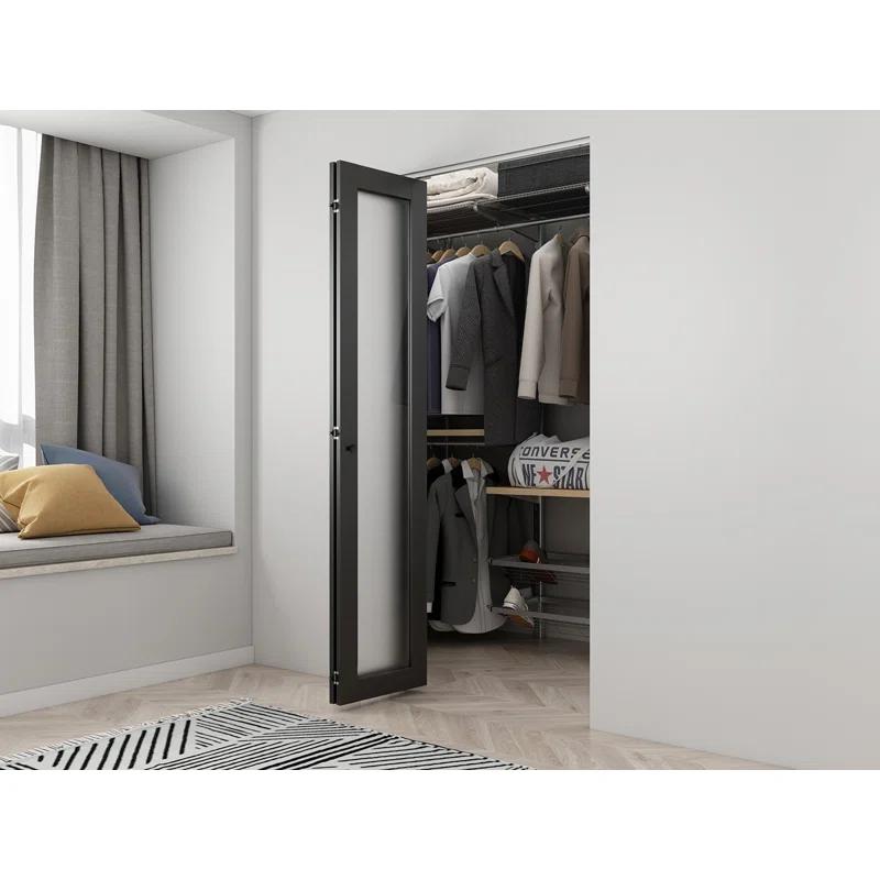 Calhome Full Lite Frosted Glass MDF Bi-Fold Door with Hardware Kit and Door Handle