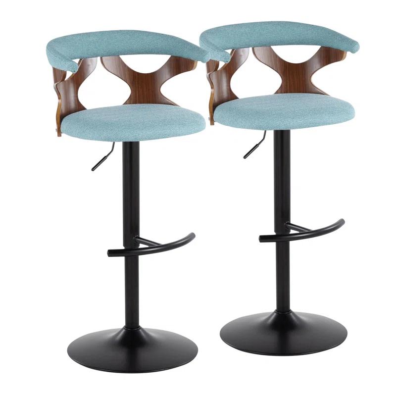 LumiSource Gardenia Swivel Upholstered Adjustable Height Counter Stool with Metal Frame (Set of 2)