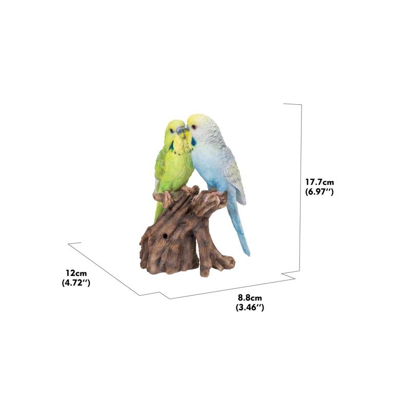 Hi-Line Gift Ltd. Motion Activated Singing Couple Budgerigar on Stump