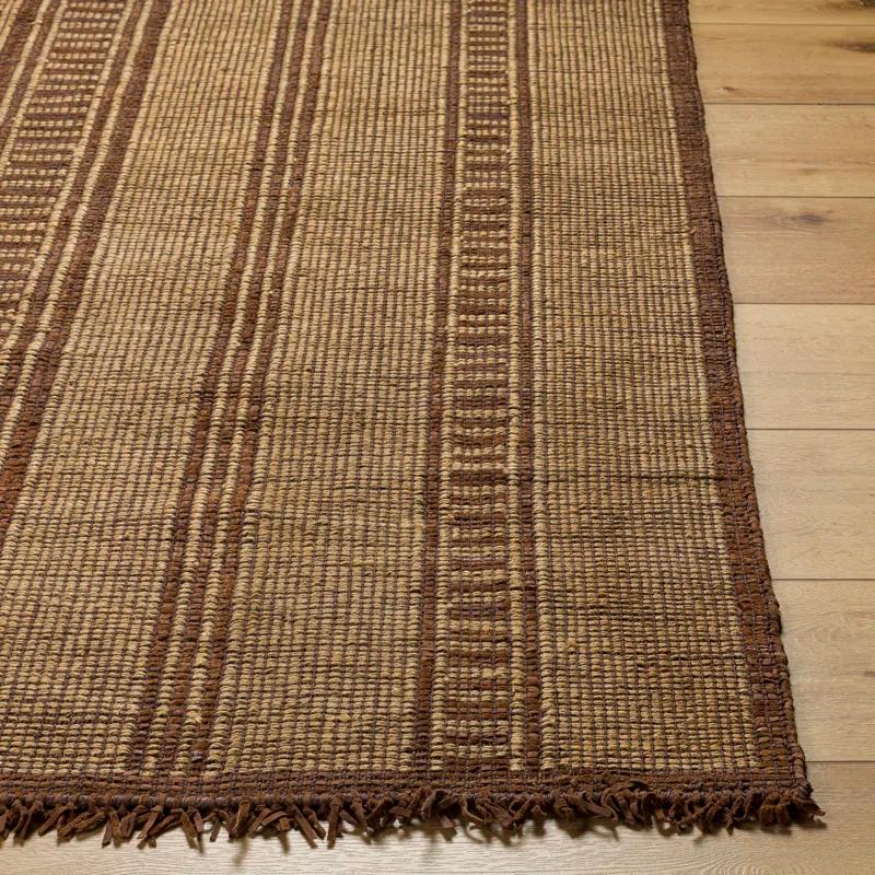 Birch Lane™ Rectangle Beckey Striped Handmade Flatweave Area Rug in Brown/Camel