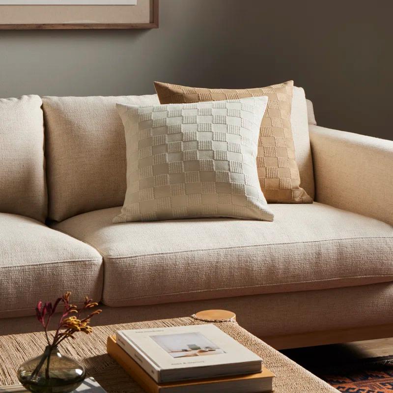 HANDWOVEN CHECKED Checkered Cotton Reversible Throw Pillow