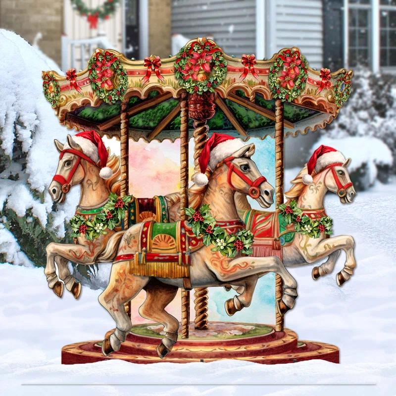 Designocracy Christmas Carousel Figurine