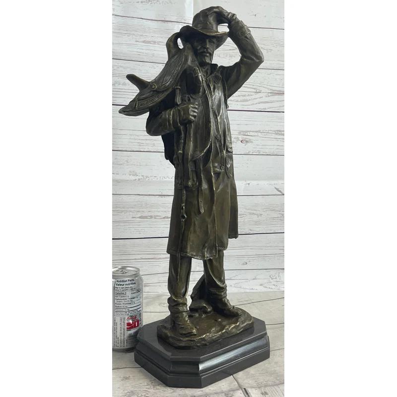 Canora Grey Tashiana Country Western Cowboy Hauling Saddle Bronze Sculpture Statue Art Decor