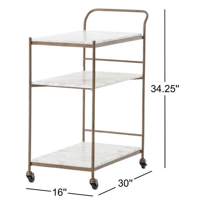 Evander Bar Cart - Antique Brass