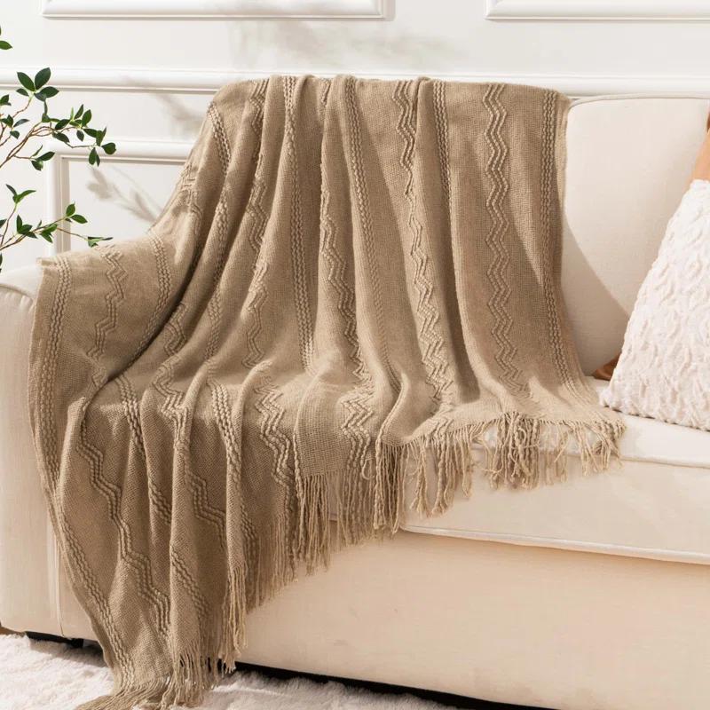 Battilo Home Bed Throws Decorative Boho Throw Blanket for Sofa Living Room, 50"x60"