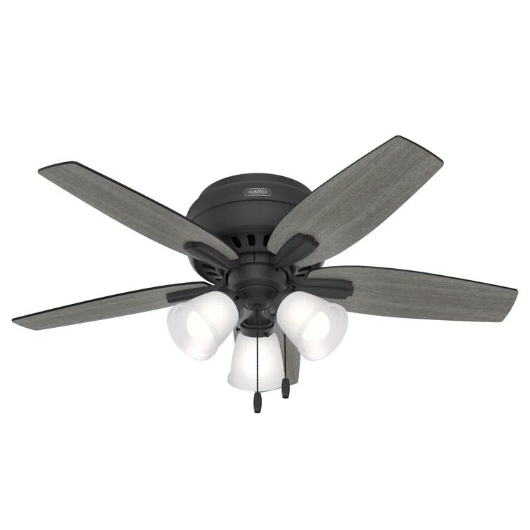 Hunter Fan Newsome 42" 5 - Blade Traditional Indoor Flush Mount Ceiling Fan with Lights and Pull Chains