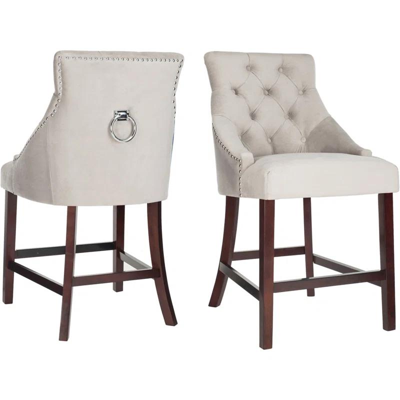 Rosdorf Park Balyon Upholstered Counter Stool with Solid Wood Frame (Set of 2)