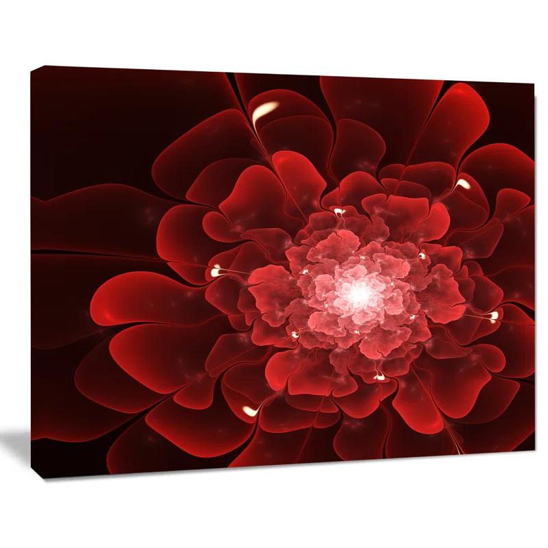 Design Art Clear Red Fractal Flower Graphic Art on Wrapped Canvas