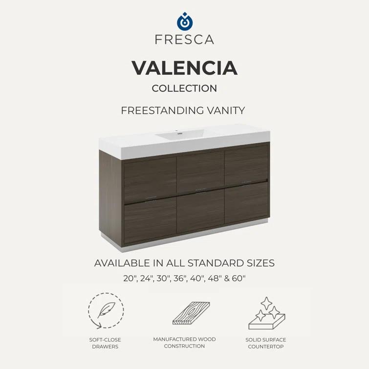 Fresca Valencia 24" Freestanding Single Sink Bathroom Vanity Set w/ Medicine Cabinet (Faucet Not Included)