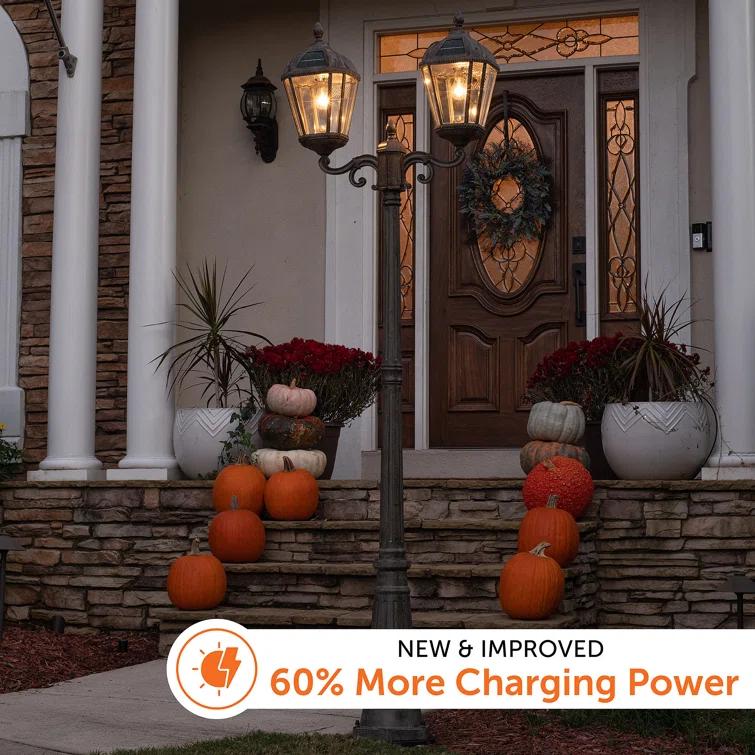 Gama Sonic Royal Brown 2-Light 89" H 300 Lumen Solar Powered Lamp Post (Full)