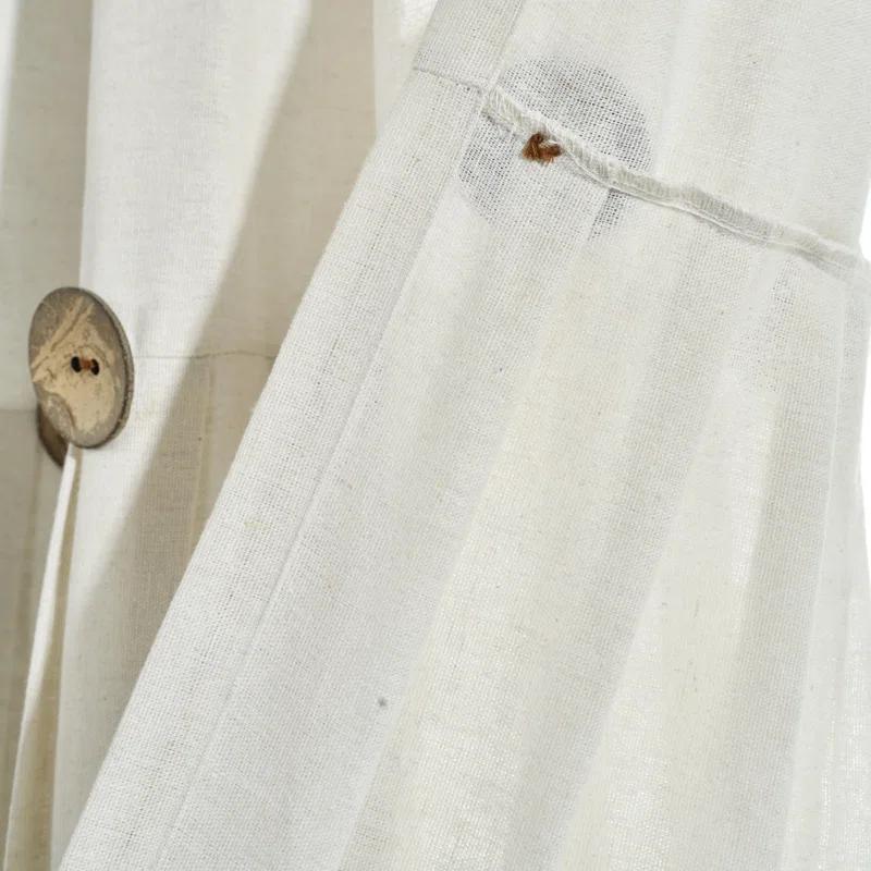 Lush Decor Linen Button Cotton Blend Tailored 29'' W Cafe Curtain (Set of 2)