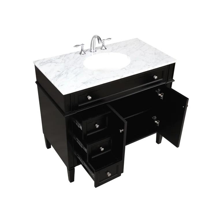 Rivers 40" Free-Standing Single Bathroom Vanity Set with Marble Vanity Top