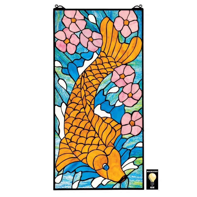Design Toscano Asian Koi Stained Glass Window Panel