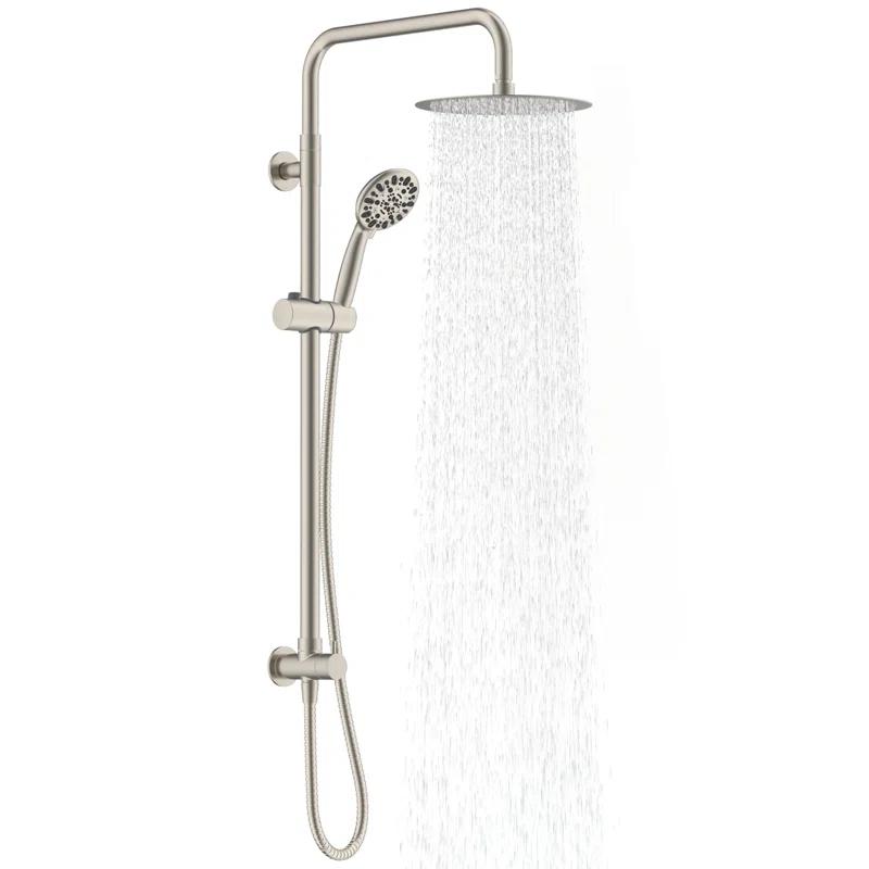 All Metal High Pressure Rainfall Shower Head System, Handheld Shower Combo with Slide Bar