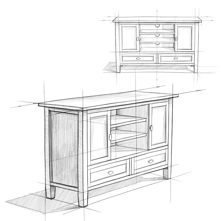 Simpli Home Warm Shaker 47"W Solid Wood TV Stand for TVs up to 55" with 2 Storage Cabinets and 2 Drawers