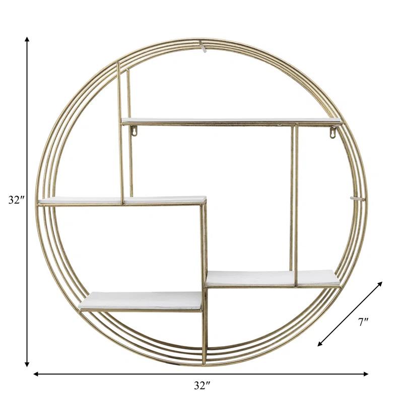 Birch Lane™ Kittle 4 Piece Round Floating Shelf with Hooks