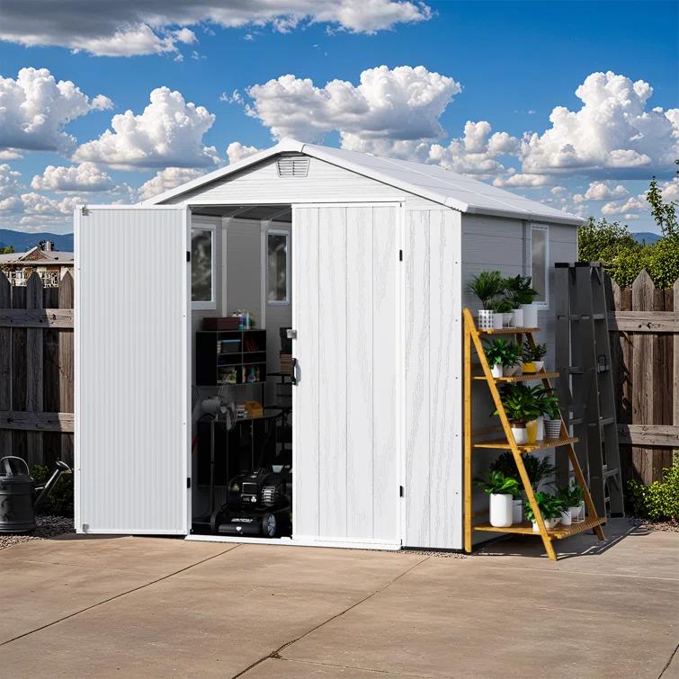 Patiowell 6 Ft. W X 8 Ft. D Resin Outdoor Storage Shed, Weather-resistant Outdoor Storage With Reinforced Design