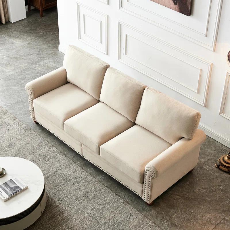 Charlton Home® Linen Fabric Upholstery With Storage Sofa