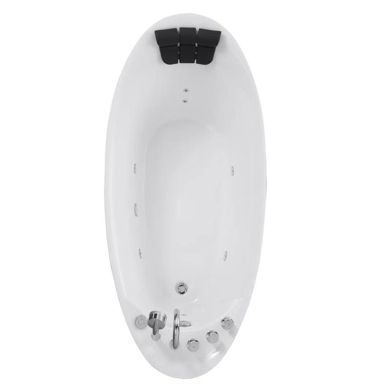 Empava EMP-67AIS02 67'' x 29.5'' Freestanding Whirlpool Plastic / Acrylic Bathtub with Faucet