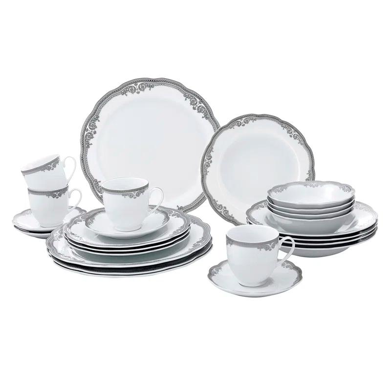 Lorren Home Trends 24 Piece Porcelain China Dinnerware Set - Service for 4