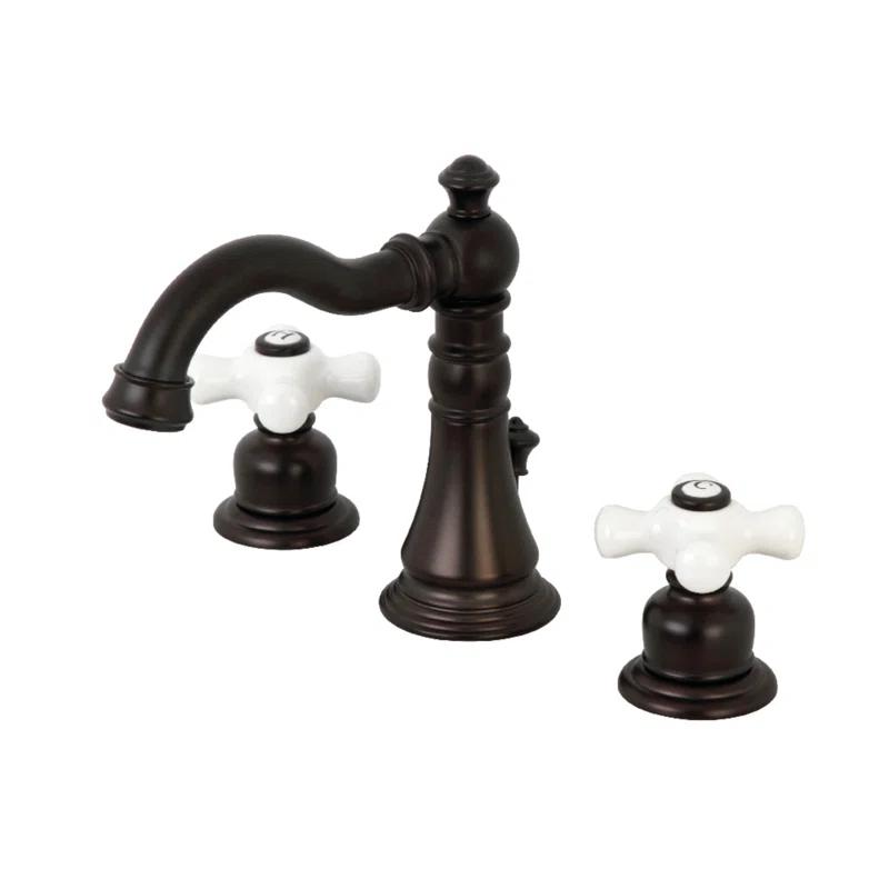 Kingston Brass FSC1975PX Kingston Brass American Classic Two-Handle 3-Hole Deck Mount Widespread Bathroom Faucet with Pop-Up Drain