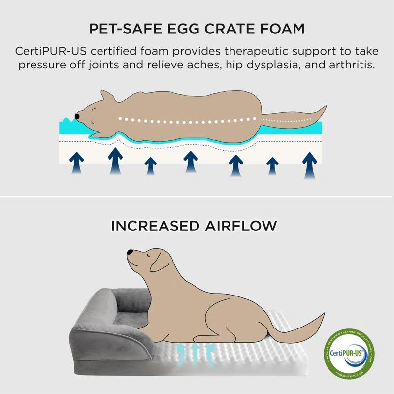 Orthopedic Dog Bed For Large Dogs - Big Washable Calming Dog Sofa Beds Large, Supportive Foam Pet Couch Bed With Removable Washable Cover, Waterproof Lining And Nonskid Bottom