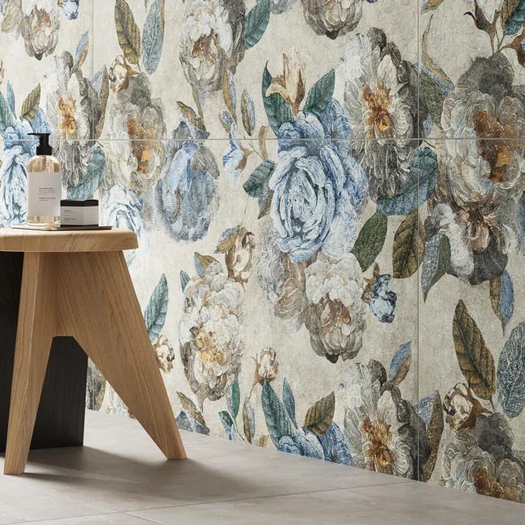 Merola Tile Parete Fiori 24" x 47" Porcelain Natural / Floral Wall & Floor Tile