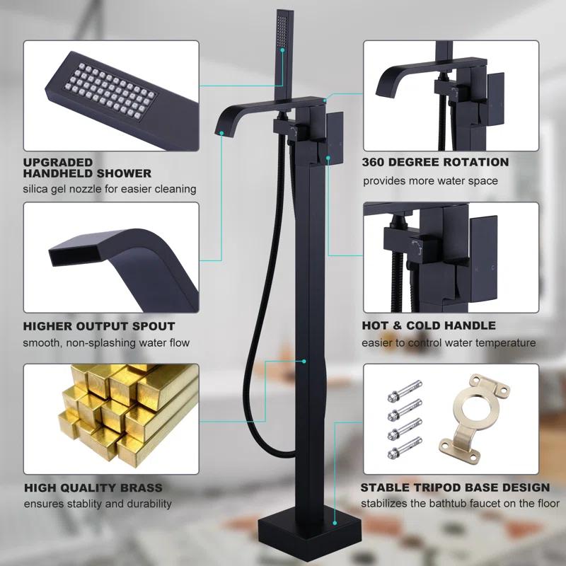 Floor Tub Filler with Diverter