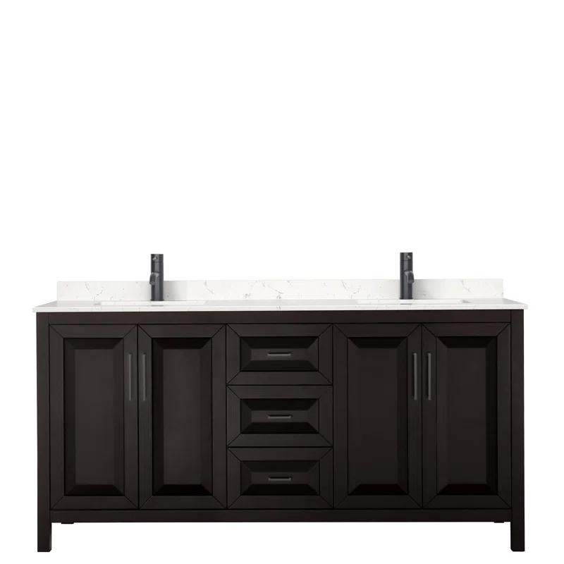 Wyndham Collection Daria 72'' Double Bathroom Vanity with Carrara Marble Top