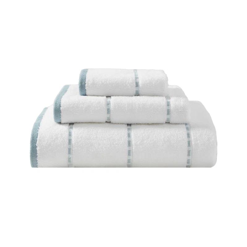 Tommy Bahama Ridley Solid Cotton Blue 3 Piece Towel Set