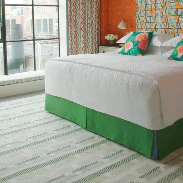 Dash and Albert Rugs Kit Kemp x Annie Selke Tread Lightly Green Handwoven Cotton Rug