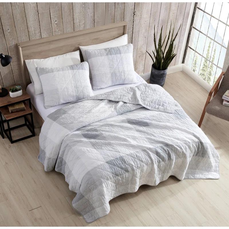 Eddie Bauer Eddie Bauer Boulder Plaid Cotton Green Quilt Set