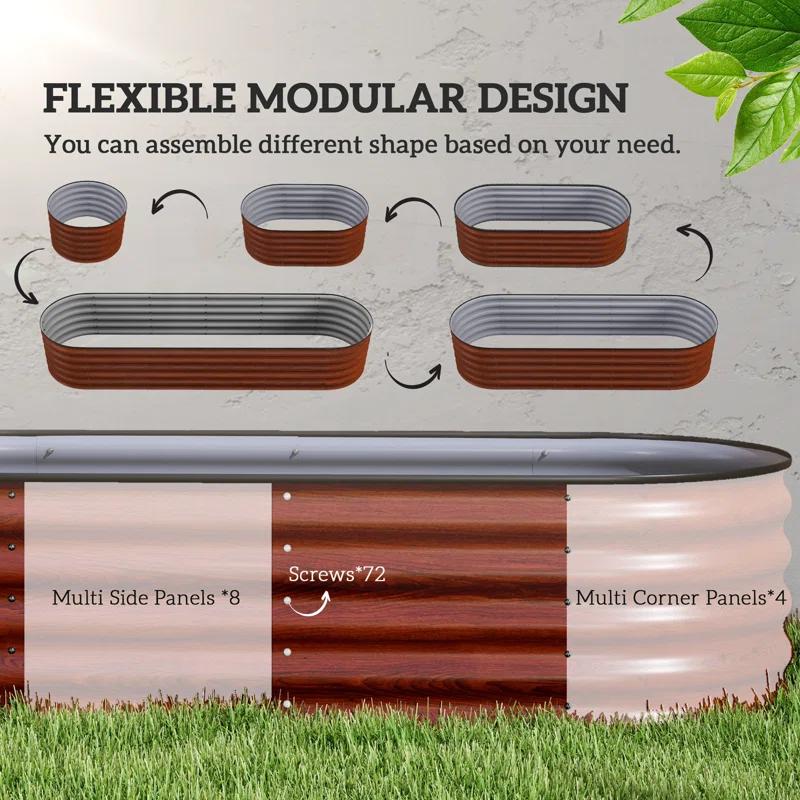 Arlmont & Co. Galvanized Raised Garden Bed Kit, Outdoor Metal Elevated Planter Box with Safety Edging, Easy DIY Stock Tank
