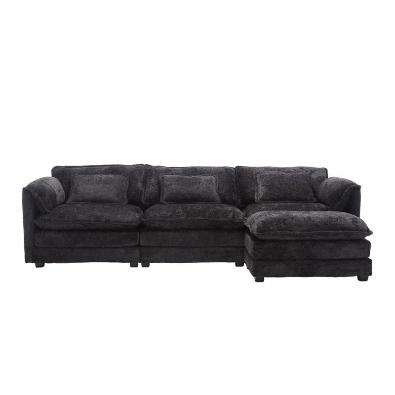 Latitude Run® Millan 112" L Shaped Modular Sectional Sofa with Ottoman & Memory Foam