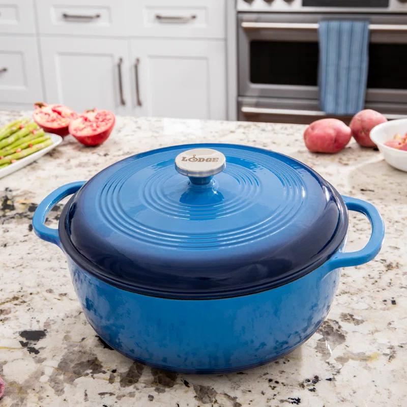 Lodge Cast Iron 4.5 Quart Enameled Dutch Oven, Blue