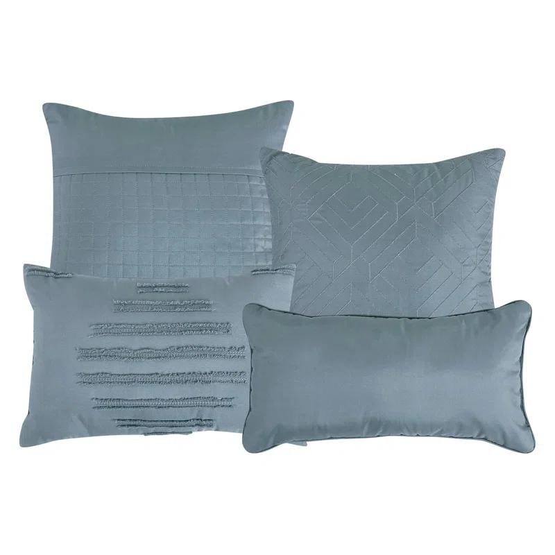 Home Mart Goods 7 Piece Teal Blue Geometric Bedding Comforter Set