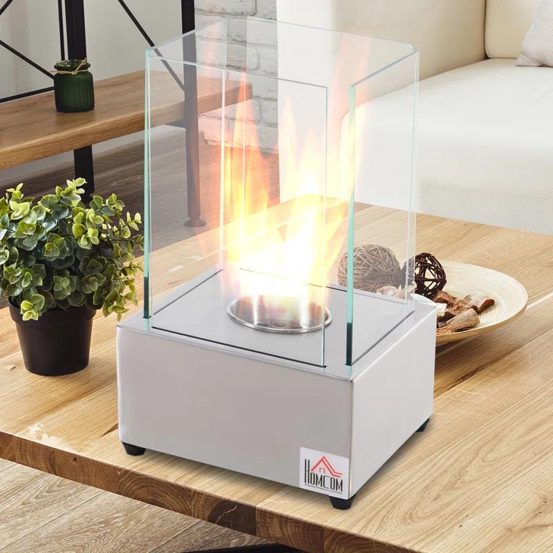 Metal Bio-Ethanol Tabletop Fireplace with Flame Guard