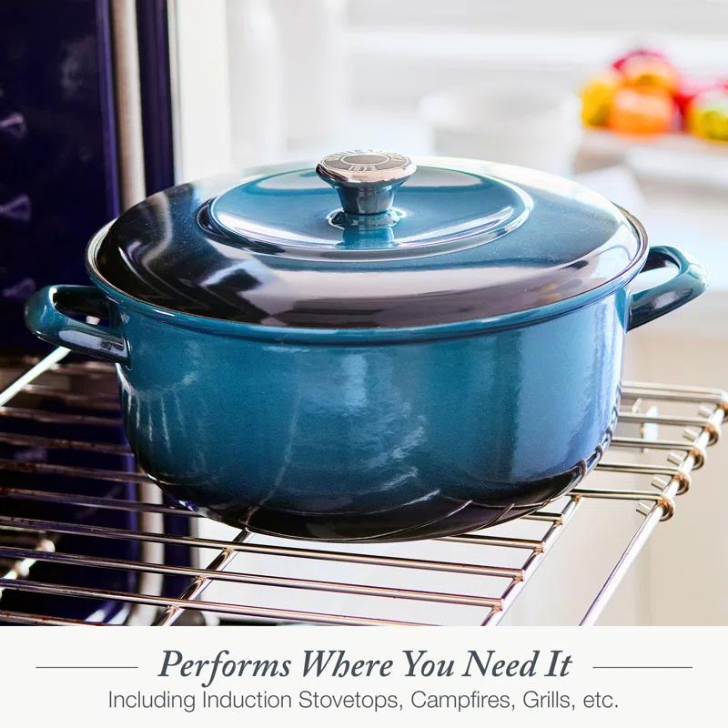 Merten And Storck 7 Quarts Non-Stick Enameled Cast Iron Round Dutch Oven
