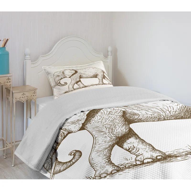 Ambesonne Ambesonne African Bedspread Set Savannah Wild Animals Art White and Brown