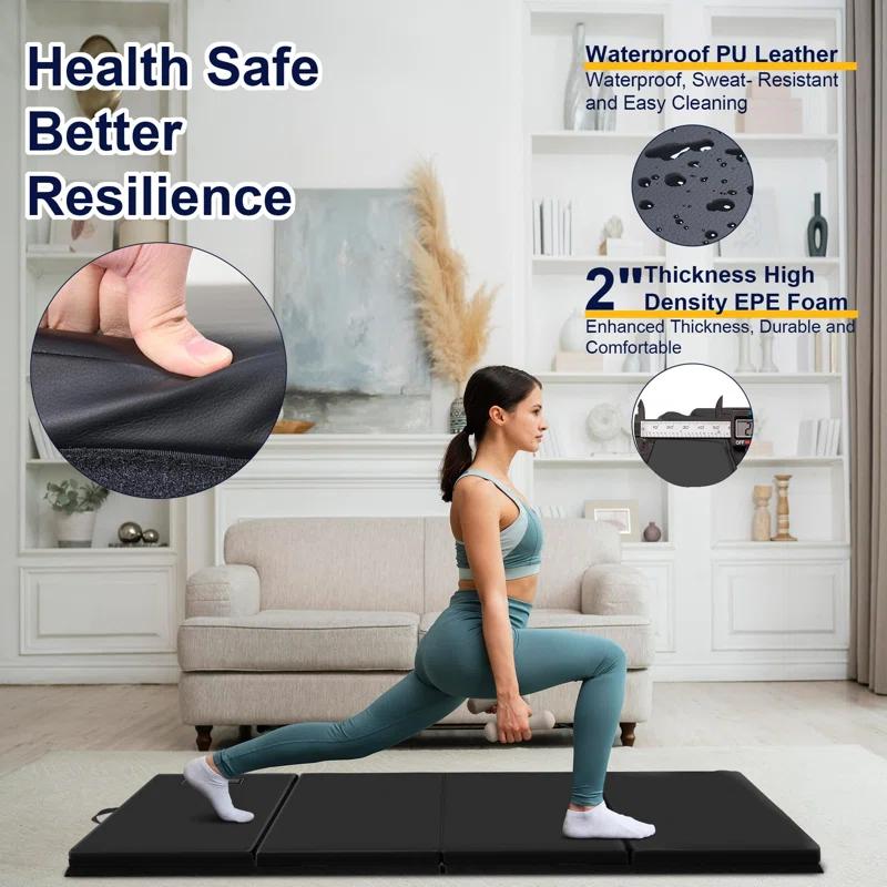 Polar Aurora 3'x6'x2 Thick Folding Gymnastics Exercise Mat Aerobics Stretching Yoga Mats