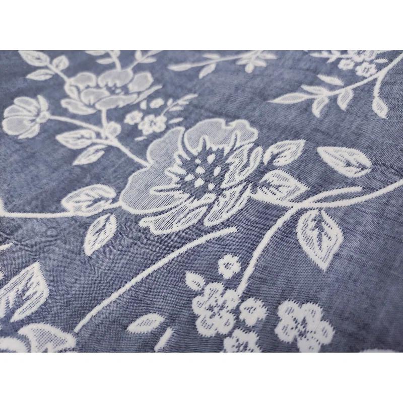 Design Studio CEDAR COURT Marguerite Floral Navy Soft Woven Matelasse Jacquard Cotton Blend Quilt Set