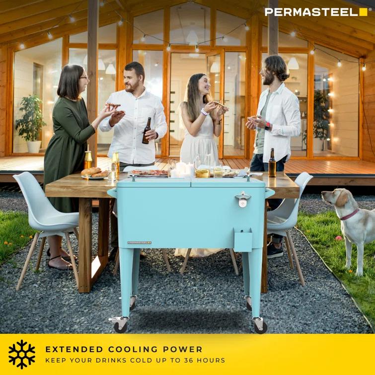 Permasteel 80-Qt Classic Outdoor Patio Cooler On Wheels