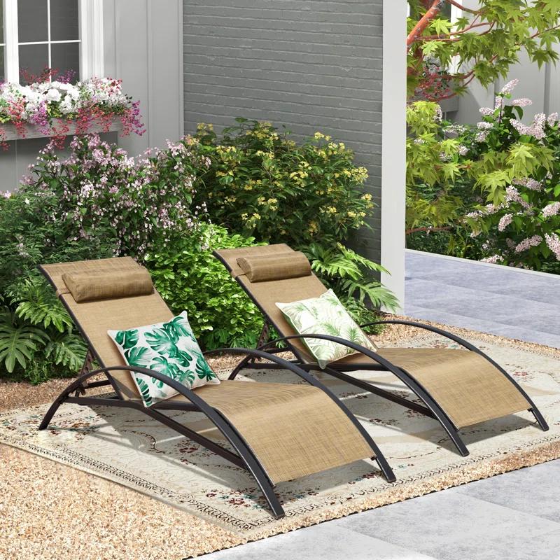 EROMMY Erommy Outdoor Metal Chaise Lounge Set (Set of 2)