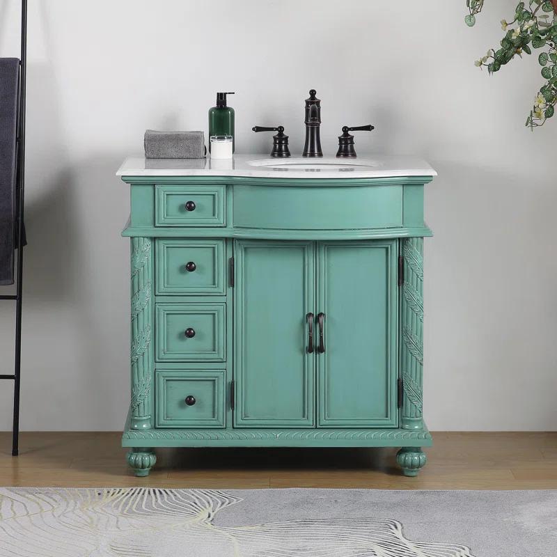 Fleur De Lis Living Okelly 36'' Single Bathroom Vanity with Carrara Marble Top