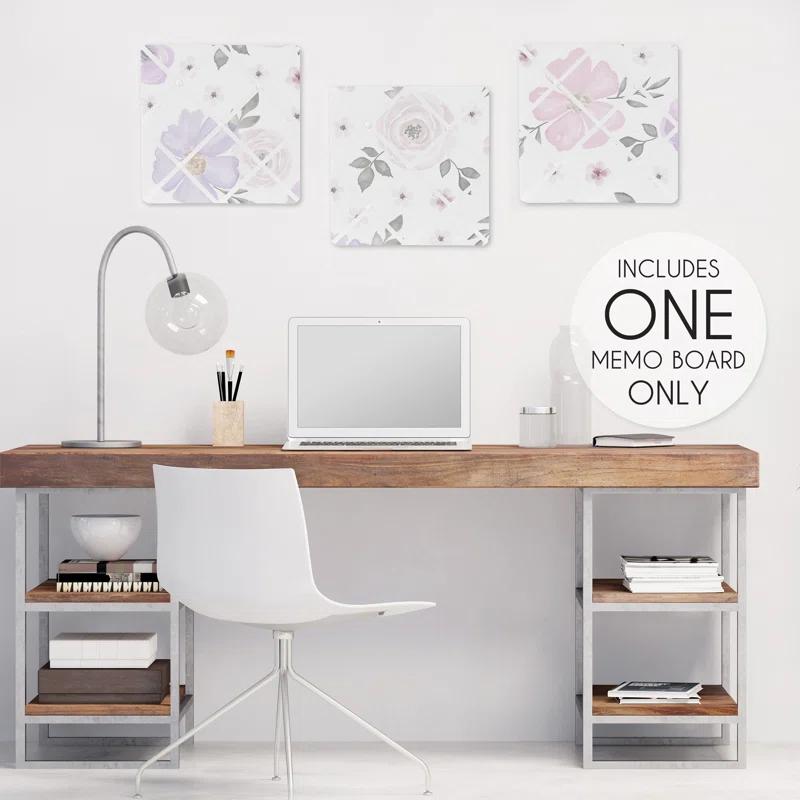 Sweet Jojo Designs Watercolor Floral Wall Mounted Photo Memo Board