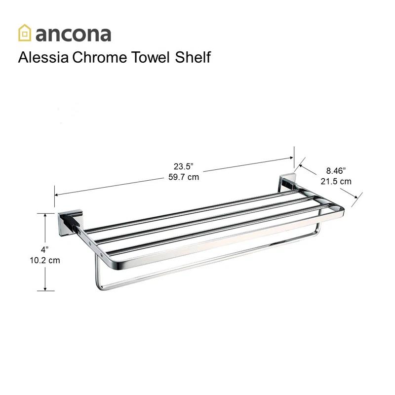 Ancona Alessia Metal Floating Shelf with Towel Bar