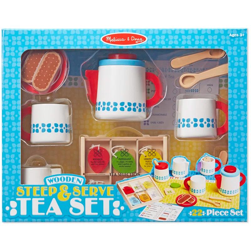 Melissa & Doug 22 Piece Wooden Steep and Serve Tea Set