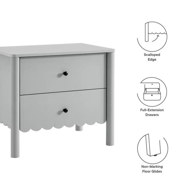 Modway Emmeline Scalloped 2-Drawer Nightstand