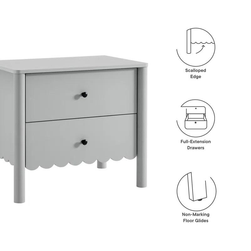 Modway Emmeline Scalloped 2-Drawer Nightstand